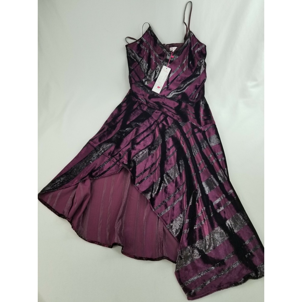 Parker NYC Dress P814350MVS Cordovan Burgundy A-Line High-Low Sleeveless Size 2